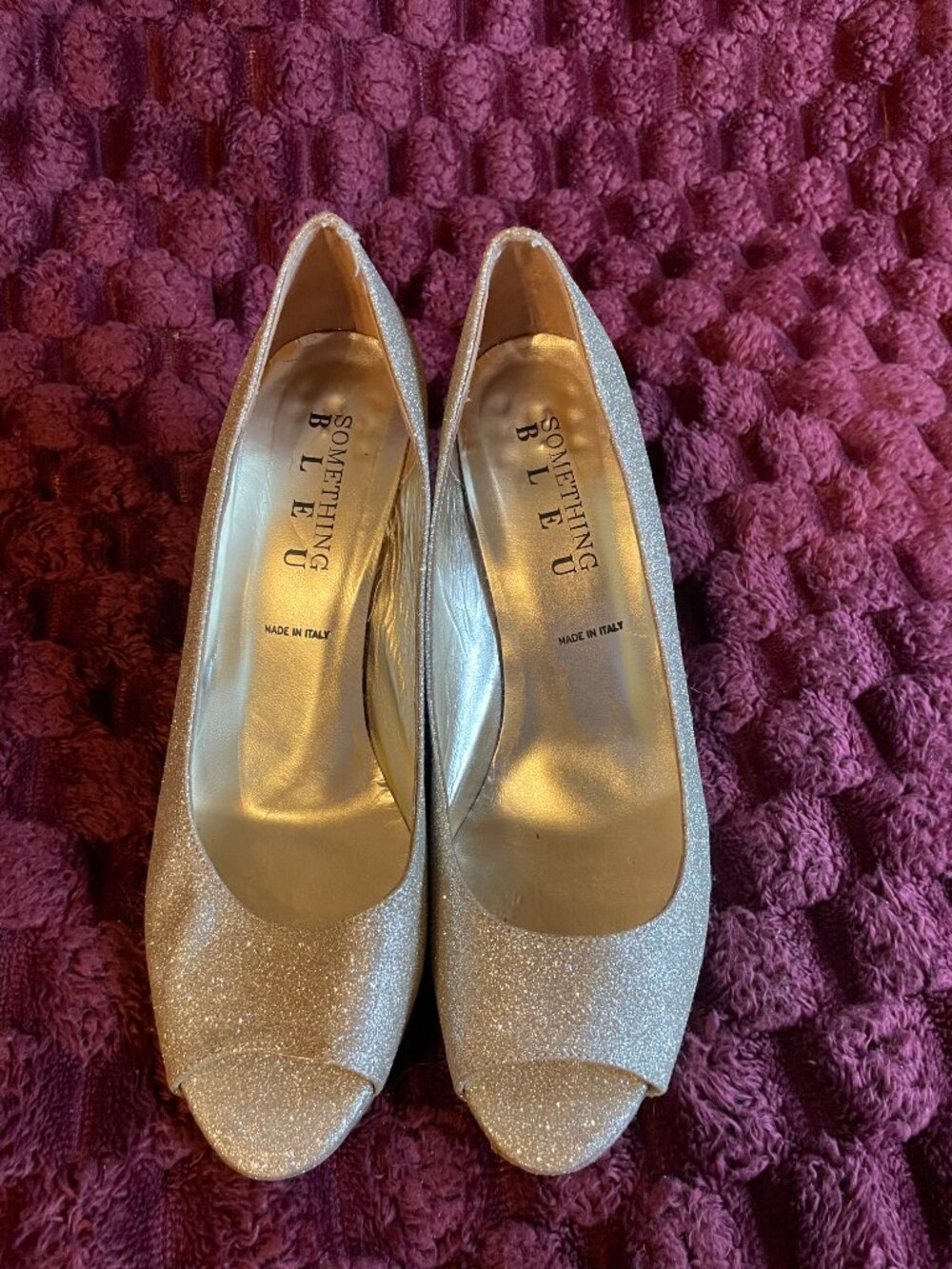 Gold Glitter Something Bleu Bridal Heels